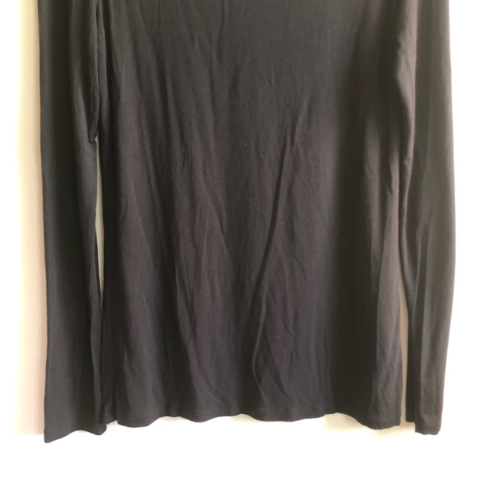 Halogen Top Solid Black Long Sleeve Soft Tee Sz L… - image 5
